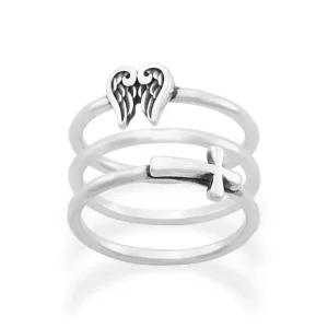 Angel Wings and Horizon Cross Ring Set