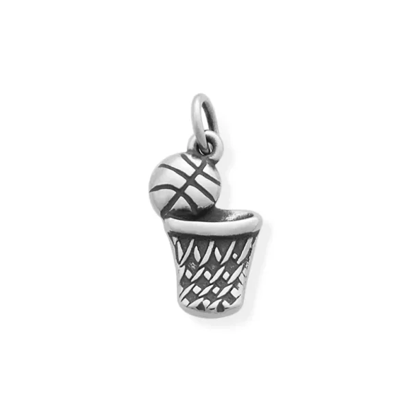 Basketball and Hoop Charm