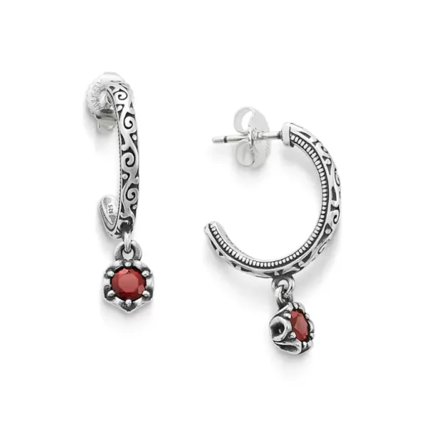 Cherished Birthstone Hoop Dangle Earrings