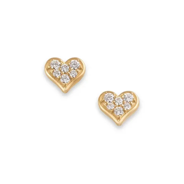 Delicate Pave Diamond Heart Studs