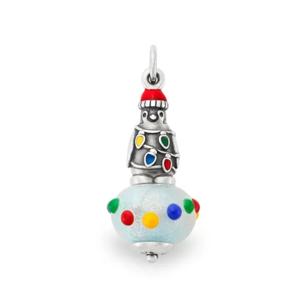 Enamel Christmas Penguin Art Glass Charm