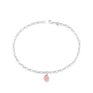 Enamel Connected Hearts Anklet