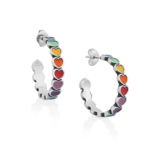 Enamel Connected Hearts Hoops