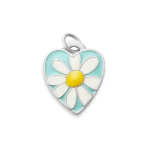 Enamel Daisy Heart Charm