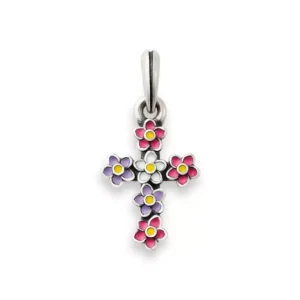 Enamel Floral Cross Pendant