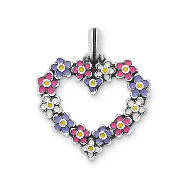 Enamel Floral Heart Wreath Pendant