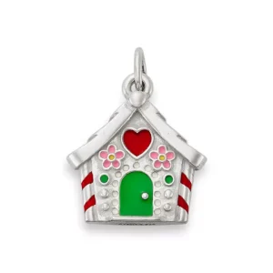 Enamel Gingerbread House Charm