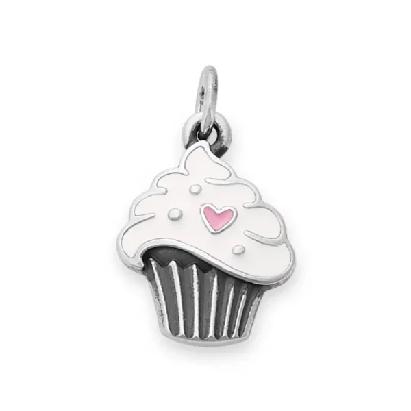 Enamel Sweetheart Cupcake Charm