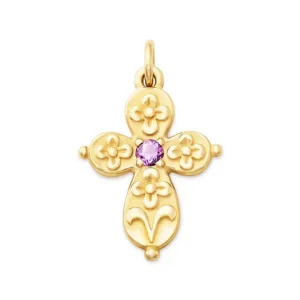 Floret Gemstone Cross Charm