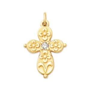 Floret Gemstone Cross Charm