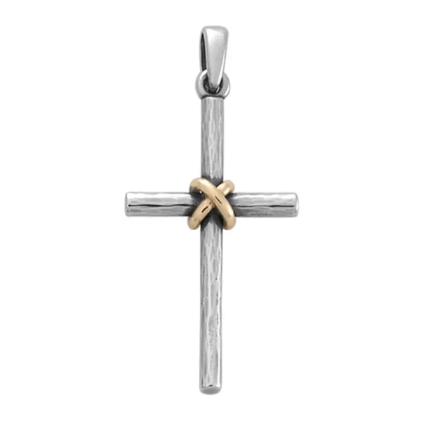 Forged Cross Pendant with Gold Wrap