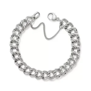 Heavy Double Curb Charm Bracelet