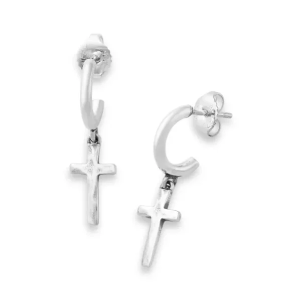 Horizon Cross Hoop Dangle Earrings