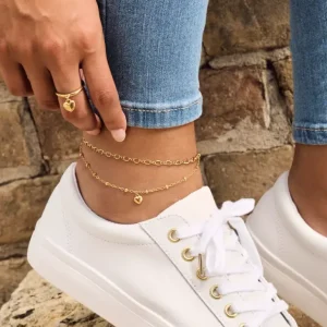 14K Gold Anklets and Heart Dangle Ring