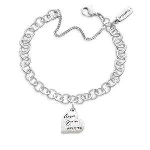 Love You More Charm on Forged Link Charm Bracelet