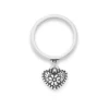 Petite Floral Heart Charm Dangle Ring