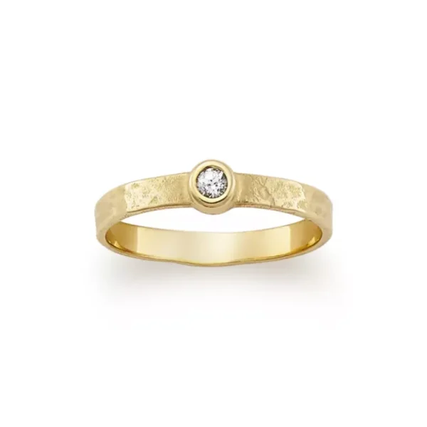 Petite Hammered Gemstone Ring