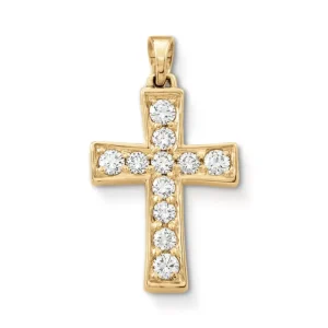 Plain Latin Cross Pendant with Diamonds