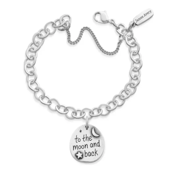 "To the Moon and Back" Charm on Forged Link Charm Bracelet