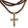 Rustic Bronze Cross Leather Necklace