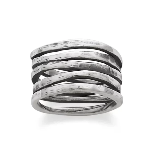 Stacked Hammered Ring