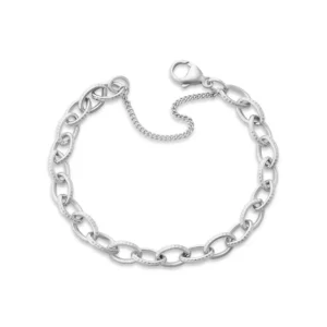 Textured Oval Charm Bracelet