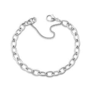 Textured Oval Charm Bracelet