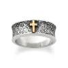 Textured Wedding Ring with Cross