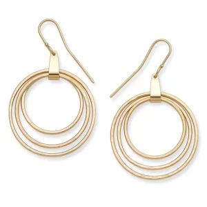 Three Hammered Circles Dangle Earrings