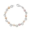 Twisted Wire Link Bracelet with Multi-Colored Cultured Pearls